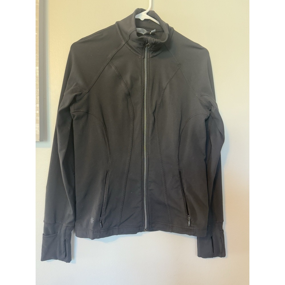 Athleta Womens Cya Hope Jacket Black Stretch Full Zip Pockets Mock Neck S